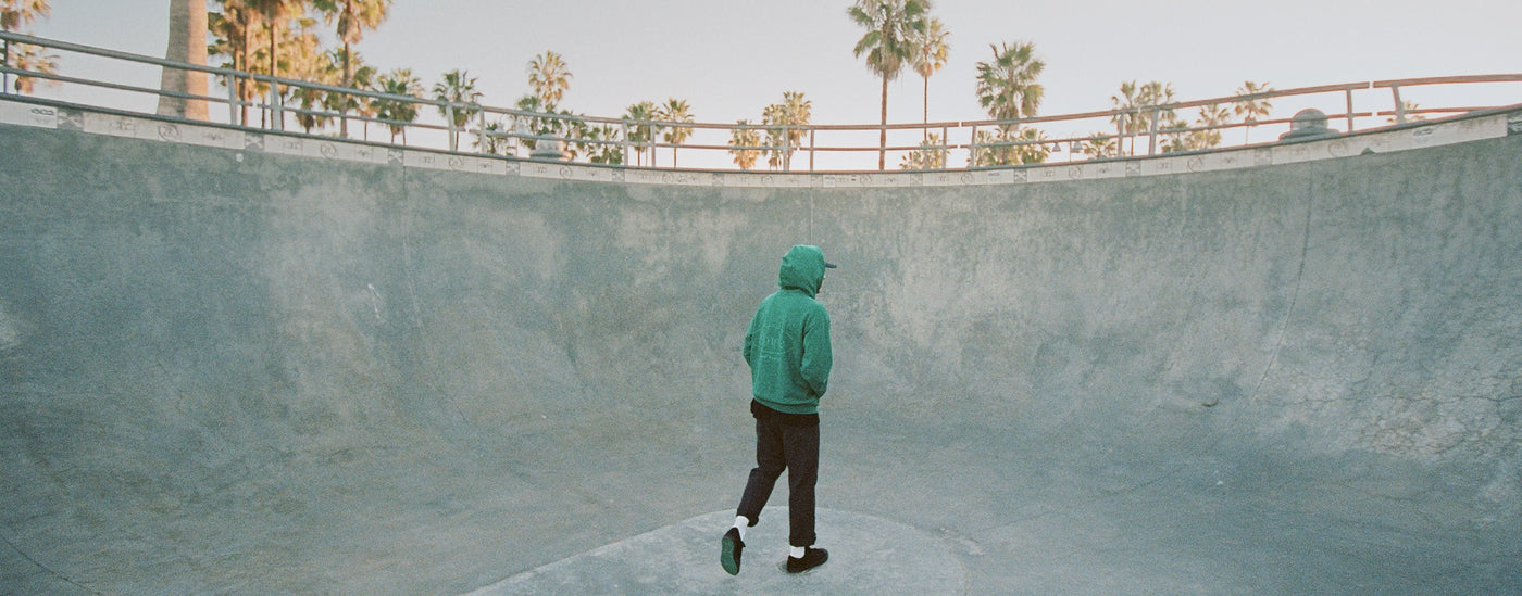 The Green Simple Oval Hoodie at the Skatepark